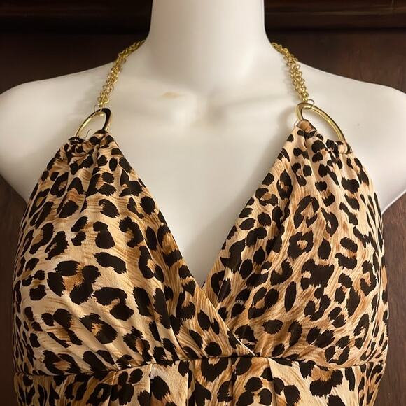 Boston Proper Animal Print Hardware Detail halter Dress Size Small Made in USA - Picture 2 of 6